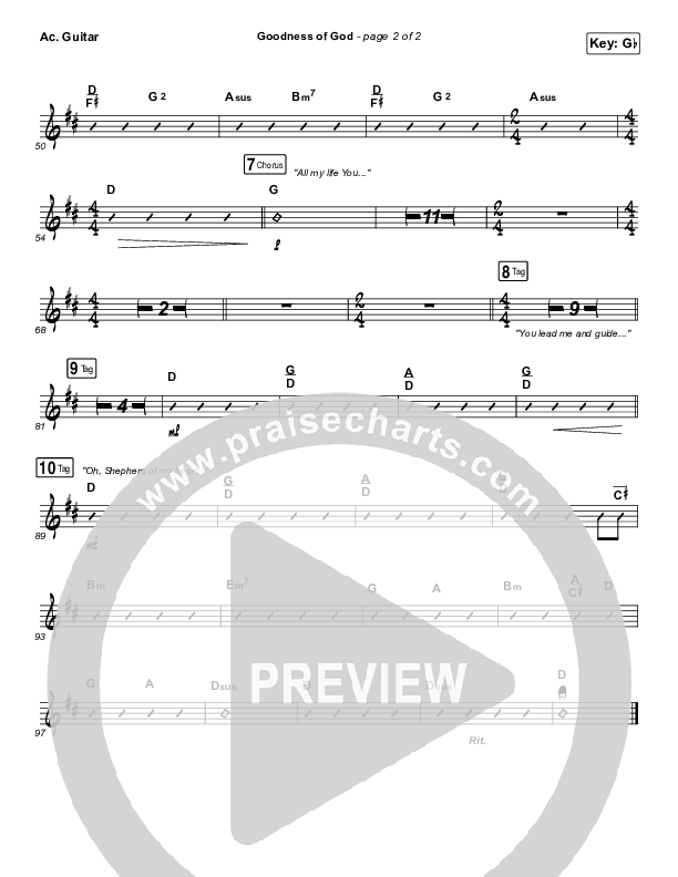 Goodness Of God Acoustic Guitar (Bethel Music / Jenn Johnson)