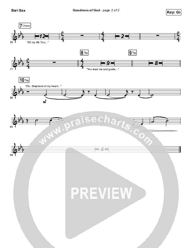 Goodness Of God Bari Sax (Bethel Music / Jenn Johnson)