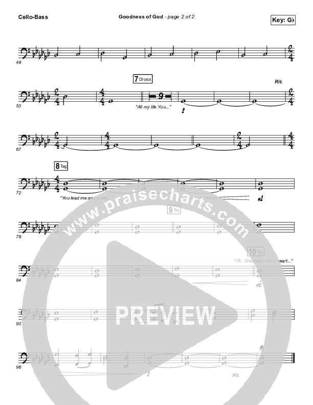 Goodness Of God Cello/Bass (Bethel Music / Jenn Johnson)