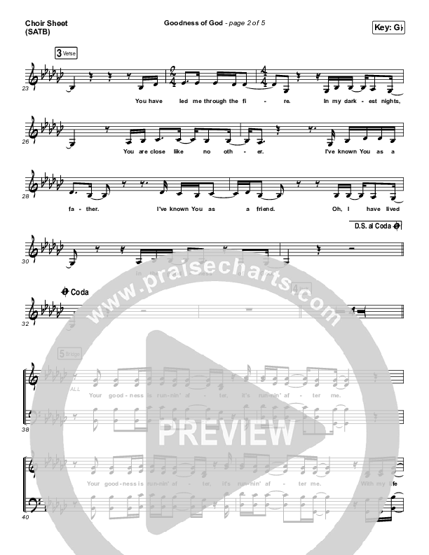 Goodness Of God Choir Vocals (SATB) (Bethel Music / Jenn Johnson)