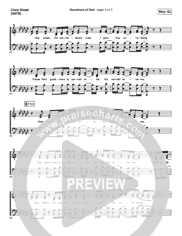 Goodness Of God Choir Vocals (SATB) (Bethel Music / Jenn Johnson)