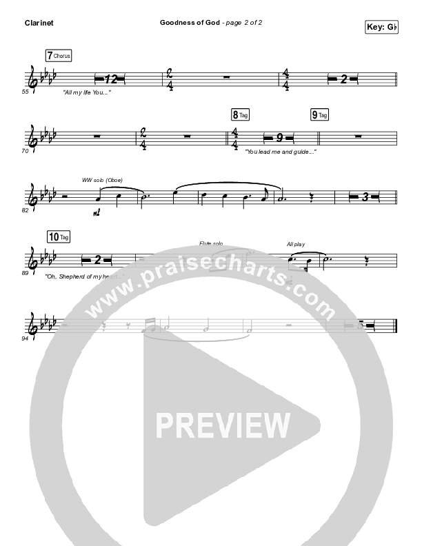 Goodness Of God Clarinet (Bethel Music / Jenn Johnson)