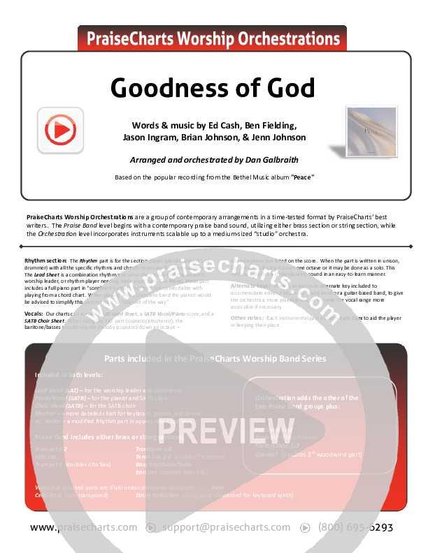 Goodness Of God Orchestration (Bethel Music / Jenn Johnson)