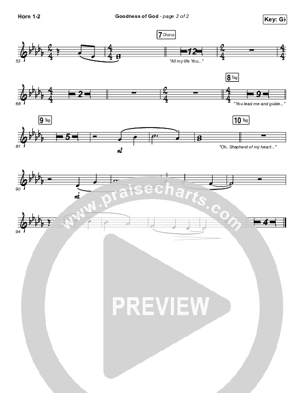 Goodness Of God Brass Pack (Bethel Music / Jenn Johnson)