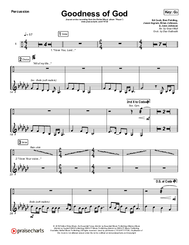 Goodness Of God Percussion (Bethel Music / Jenn Johnson)