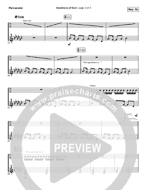 Goodness Of God Percussion (Bethel Music / Jenn Johnson)