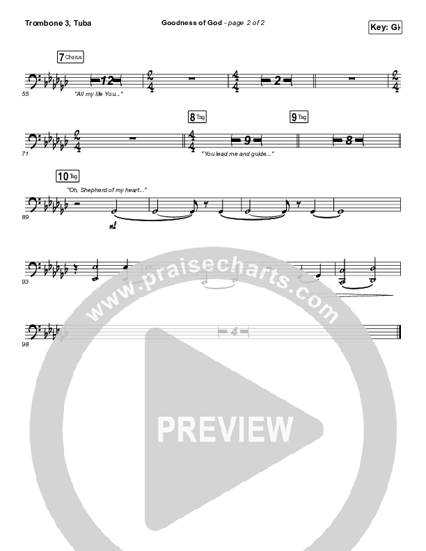 Goodness Of God Trombone 3/Tuba (Bethel Music / Jenn Johnson)