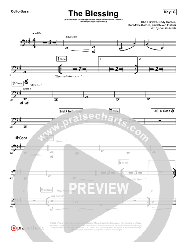 The Blessing Cello/Bass (Bethel Music / We The Kingdom)
