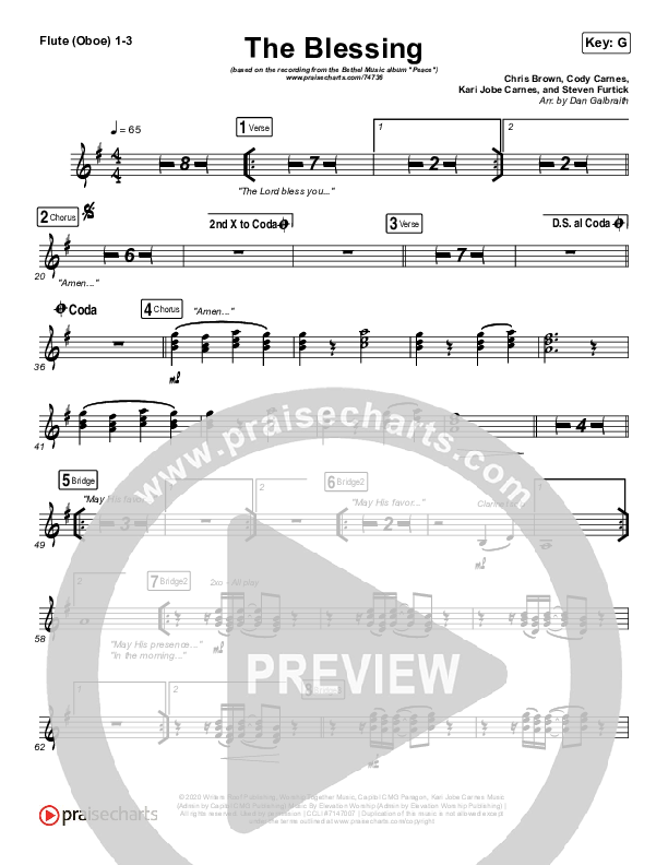 The Blessing Flute/Oboe 1/2/3 (Bethel Music / We The Kingdom)
