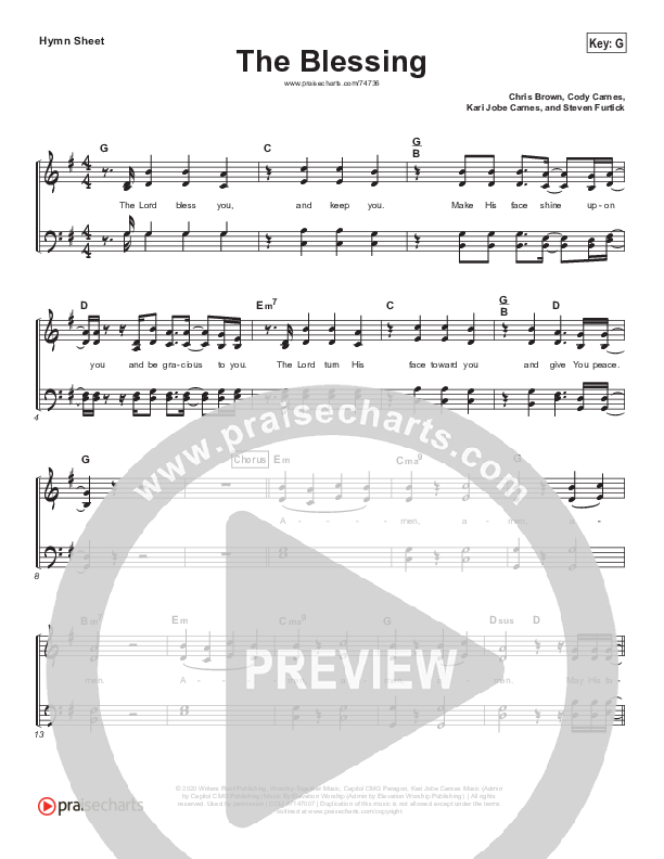 The Blessing Hymn Sheet (Bethel Music / We The Kingdom)