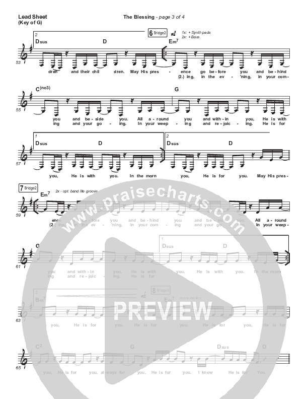 The Blessing Lead Sheet (Melody) (Bethel Music / We The Kingdom)