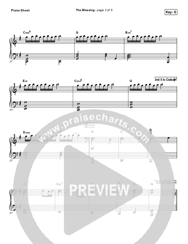The Blessing Piano Sheet (Bethel Music / We The Kingdom)