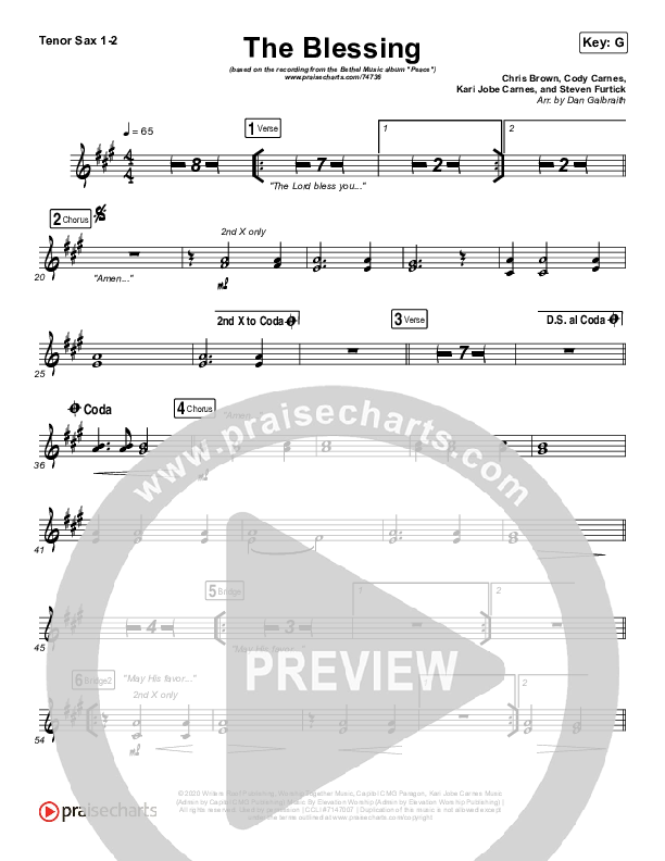 The Blessing Tenor Sax 1/2 (Bethel Music / We The Kingdom)