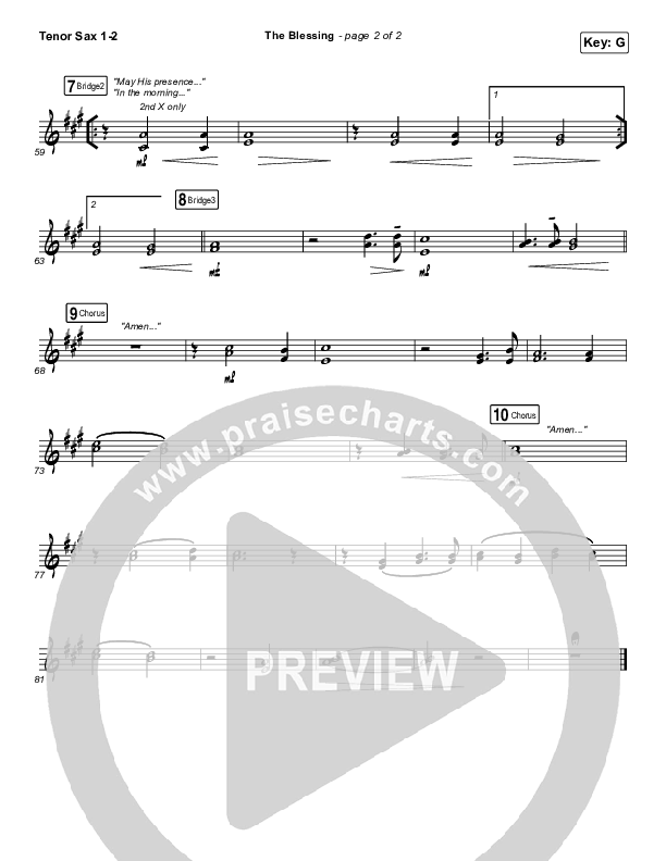 The Blessing Tenor Sax 1/2 (Bethel Music / We The Kingdom)