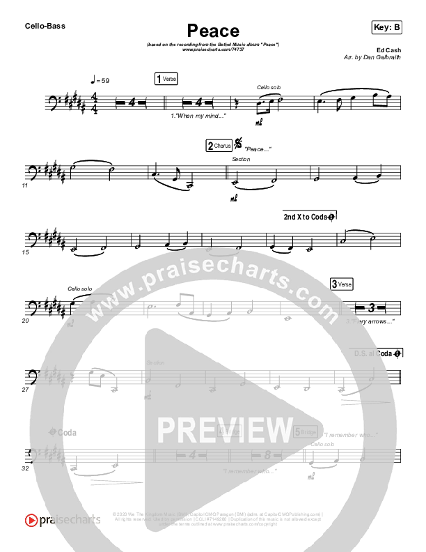 Peace Cello/Bass (Bethel Music / We The Kingdom)