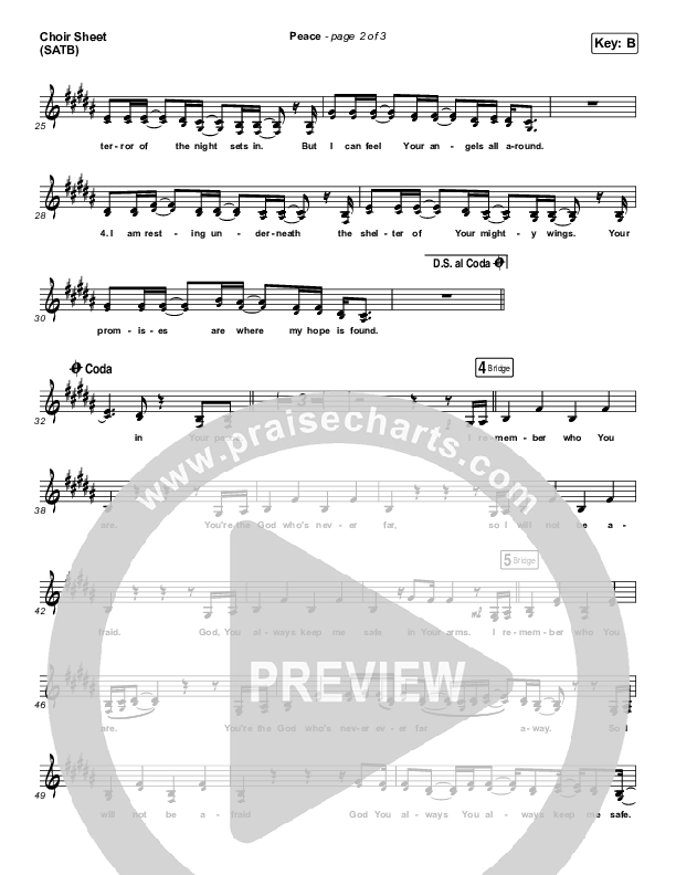 Peace Choir Sheet (SATB) (Bethel Music / We The Kingdom)