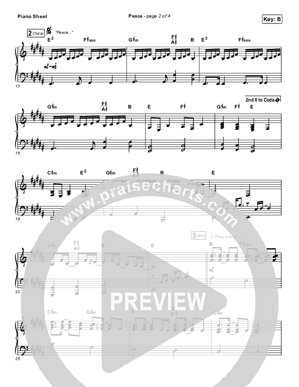 Peace Piano Sheet (Bethel Music / We The Kingdom)