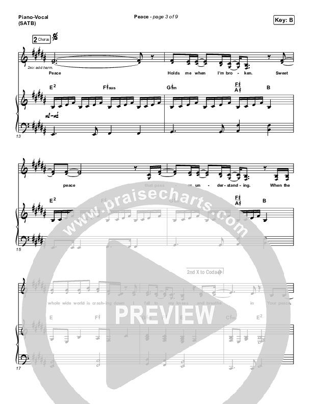 Peace Piano/Vocal (SATB) (Bethel Music / We The Kingdom)