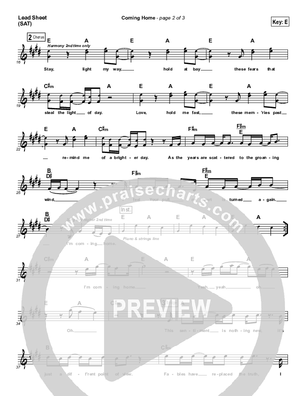 Coming Home Lead Sheet (Compliments of Gus)