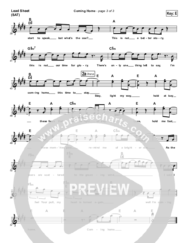 Coming Home Lead Sheet (Compliments of Gus)