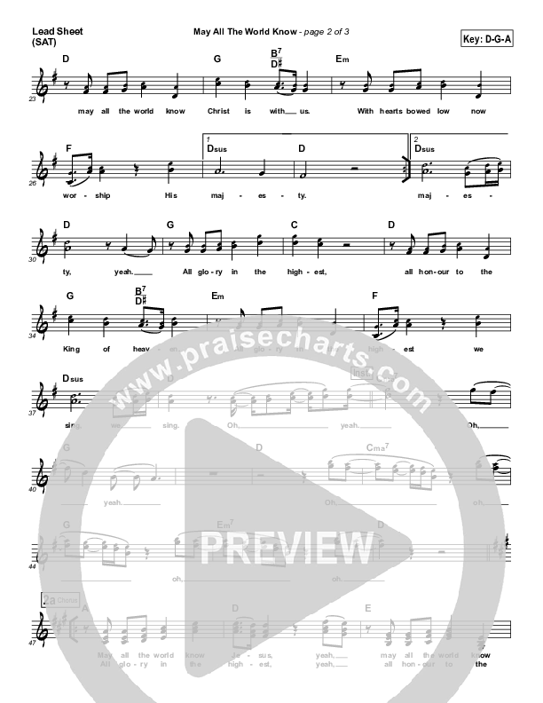 May All The World Know Jesus Lead Sheet (Compliments of Gus)