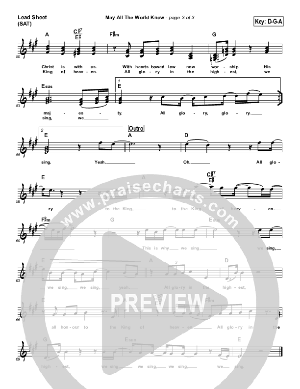 May All The World Know Jesus Lead Sheet (Compliments of Gus)