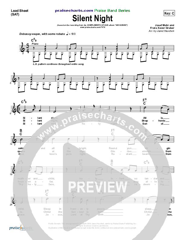 Silent Night Lead Sheet (Compliments of Gus)