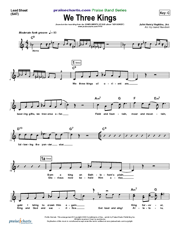 We Three Kings Lead Sheet (SAT) (Compliments of Gus)