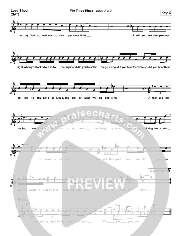 We Three Kings Lead Sheet (Compliments of Gus)