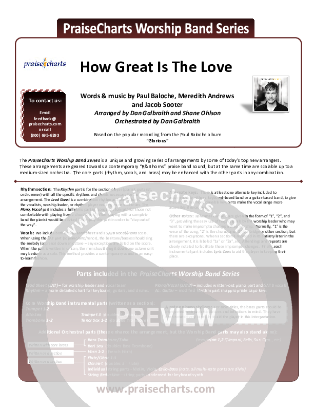 How Great Is The Love Cover Sheet (Paul Baloche)