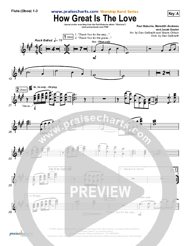 How Great Is The Love Flute/Oboe 1/2/3 (Paul Baloche)