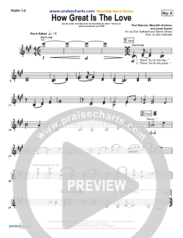 How Great Is The Love Violin 1/2 (Paul Baloche)