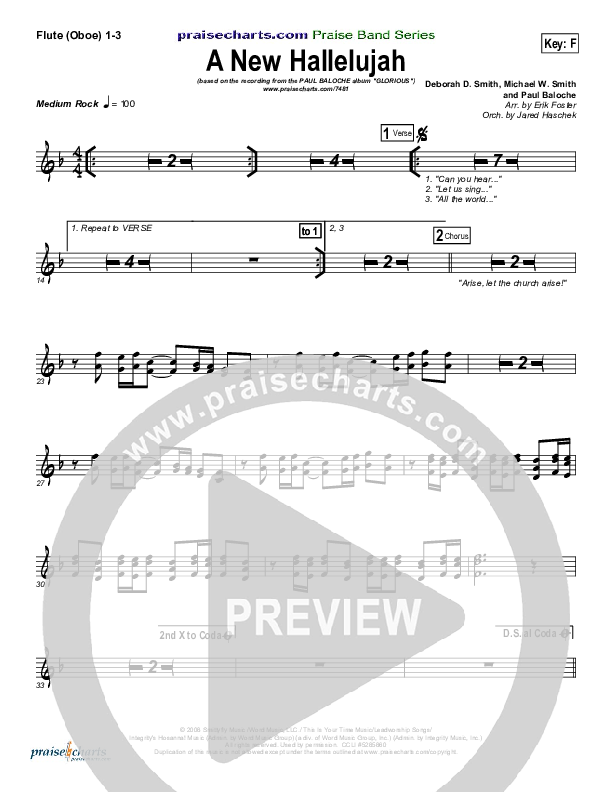 A New Hallelujah Flute/Oboe 1/2/3 (Paul Baloche)