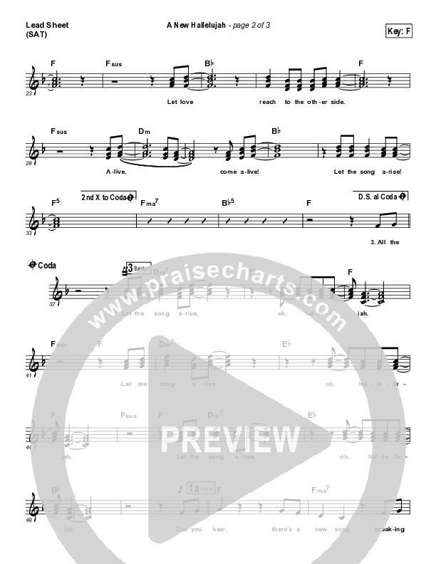 A New Hallelujah Lead Sheet (SAT) (Paul Baloche)