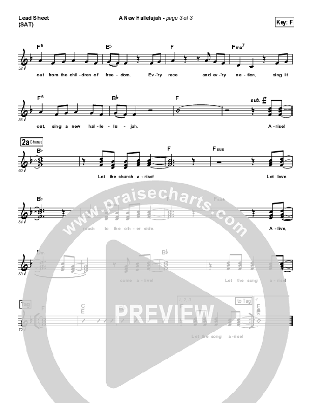 A New Hallelujah Lead Sheet (SAT) (Paul Baloche)