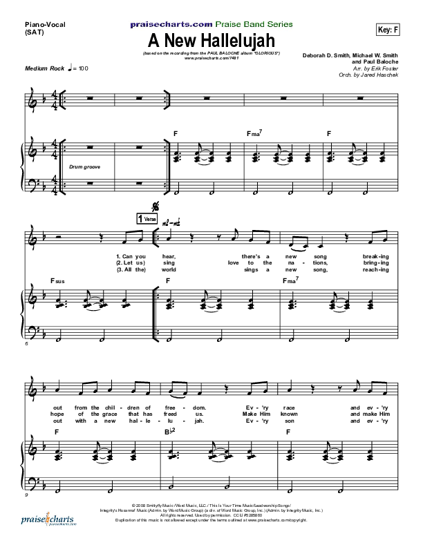 A New Hallelujah Piano/Vocal (SAT) (Paul Baloche)