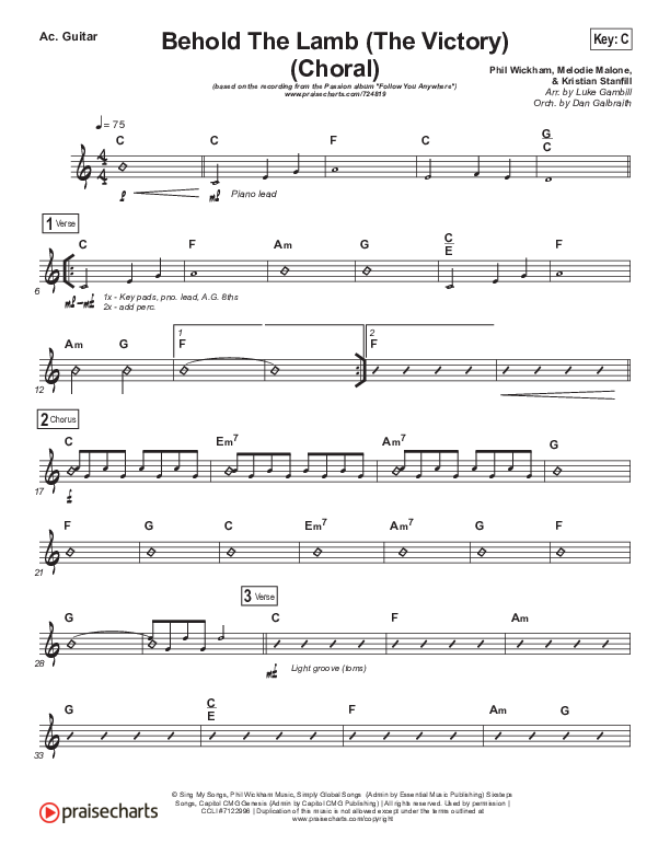 Behold The Lamb (Choral Anthem SATB) Acoustic Guitar (Passion / Kristian Stanfill / Arr. Luke Gambill)