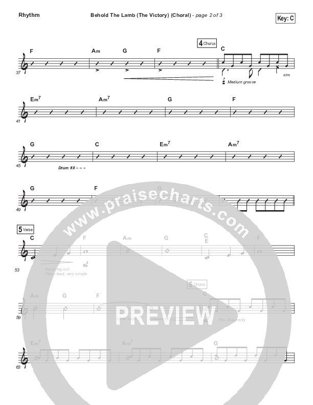 Behold The Lamb (Choral Anthem SATB) Rhythm Chart (Passion / Kristian Stanfill / Arr. Luke Gambill)