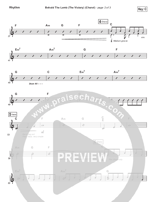 Behold The Lamb (Choral Anthem SATB) Rhythm Chart (Passion / Kristian Stanfill / Arr. Luke Gambill)