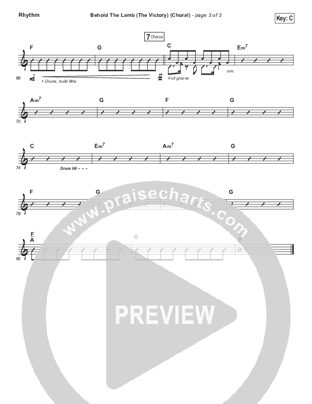 Behold The Lamb (Choral Anthem SATB) Rhythm Chart (Passion / Kristian Stanfill / Arr. Luke Gambill)