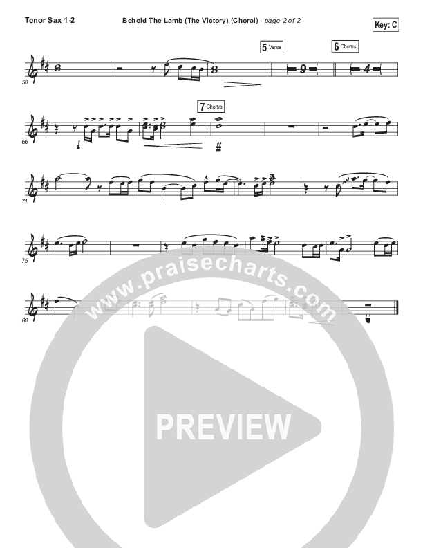 Behold The Lamb (Choral Anthem SATB) Tenor Sax 1/2 (Passion / Kristian Stanfill / Arr. Luke Gambill)