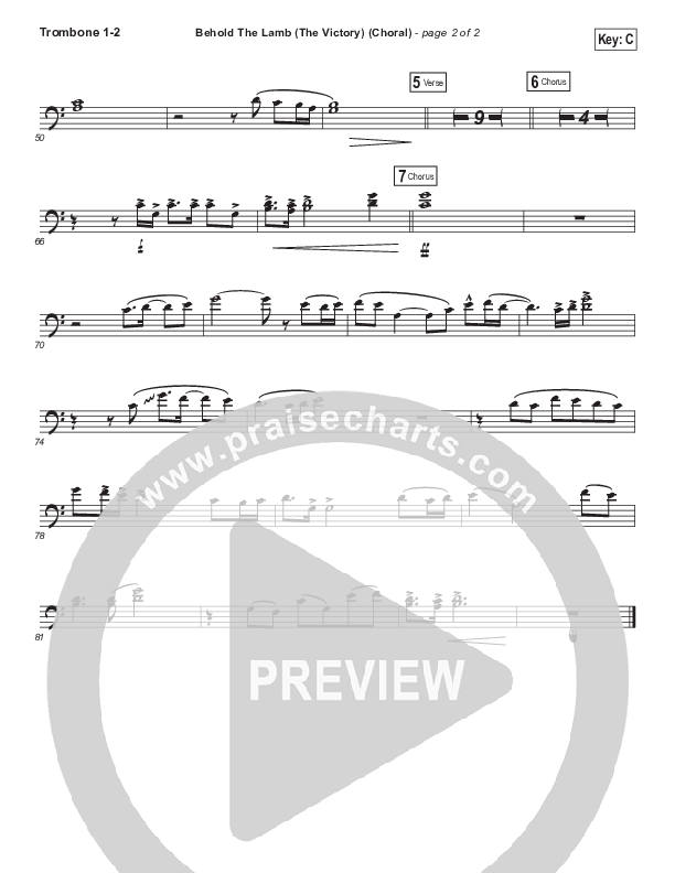 Behold The Lamb (Choral Anthem SATB) Trombone 1/2 (Passion / Kristian Stanfill / Arr. Luke Gambill)