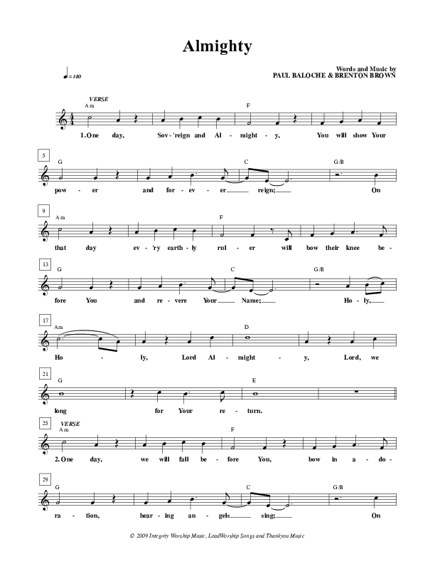 Almighty Lead Sheet (Paul Baloche)