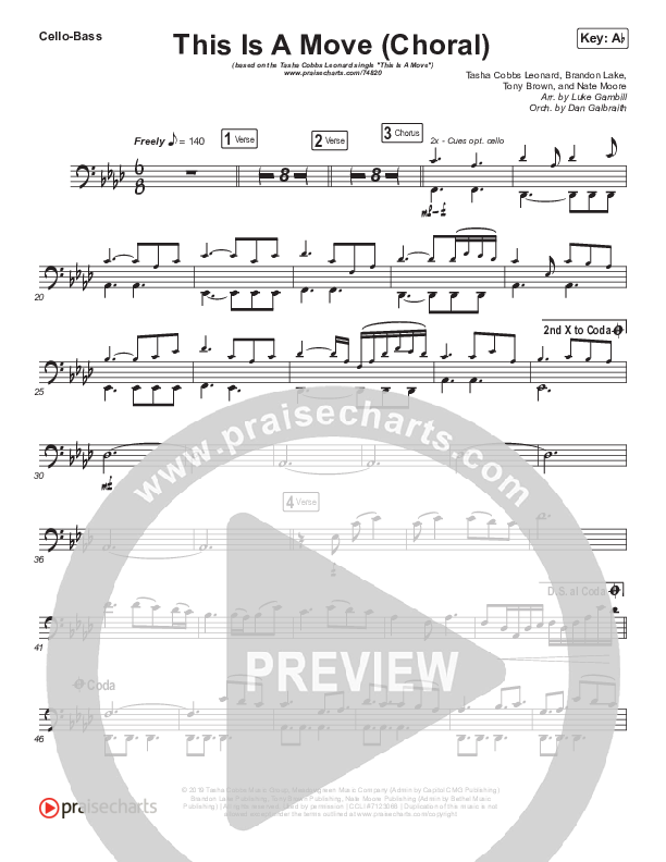 This Is A Move (Choral Anthem SATB) Cello/Bass (Tasha Cobbs Leonard / Arr. Luke Gambill)