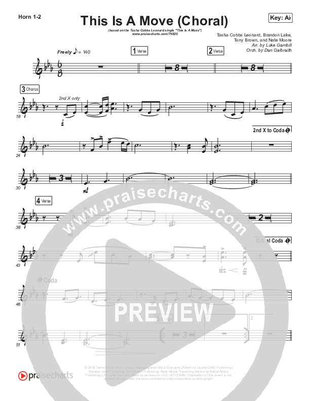 This Is A Move (Choral Anthem SATB) French Horn 1/2 (Tasha Cobbs Leonard / Arr. Luke Gambill)