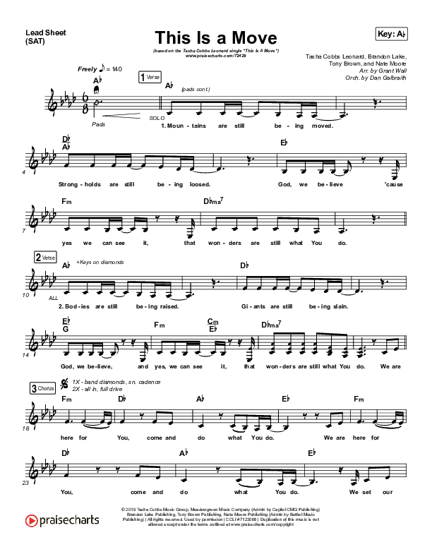 This Is A Move (Choral Anthem SATB) Lead Sheet (SAT) (Tasha Cobbs Leonard / Arr. Luke Gambill)