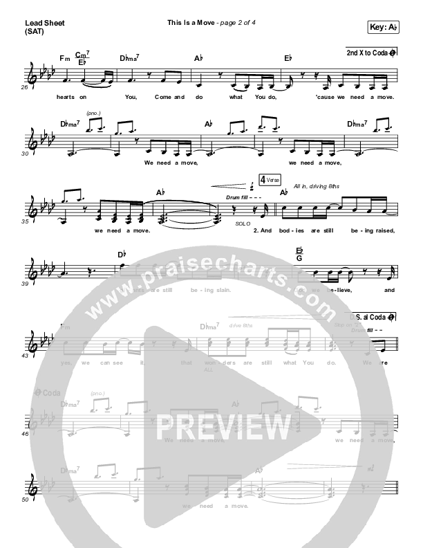This Is A Move (Choral Anthem SATB) Lead Sheet (SAT) (Tasha Cobbs Leonard / Arr. Luke Gambill)