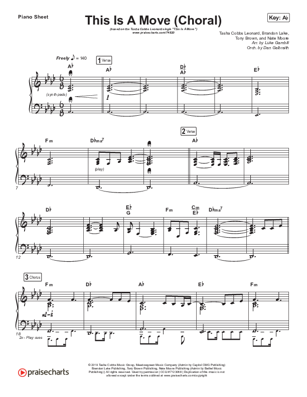 This Is A Move (Choral Anthem SATB) Piano Sheet (Tasha Cobbs Leonard / Arr. Luke Gambill)