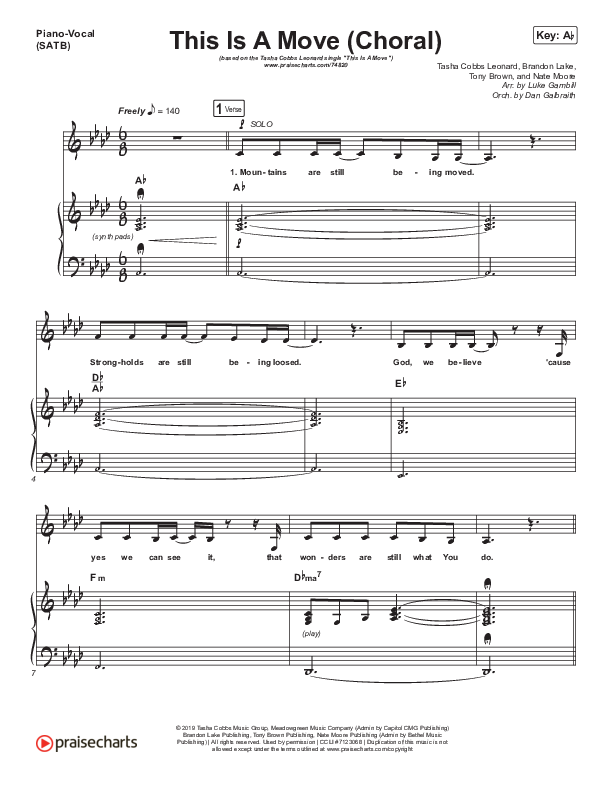 This Is A Move (Choral Anthem SATB) Piano/Vocal (SATB) (Tasha Cobbs Leonard / Arr. Luke Gambill)