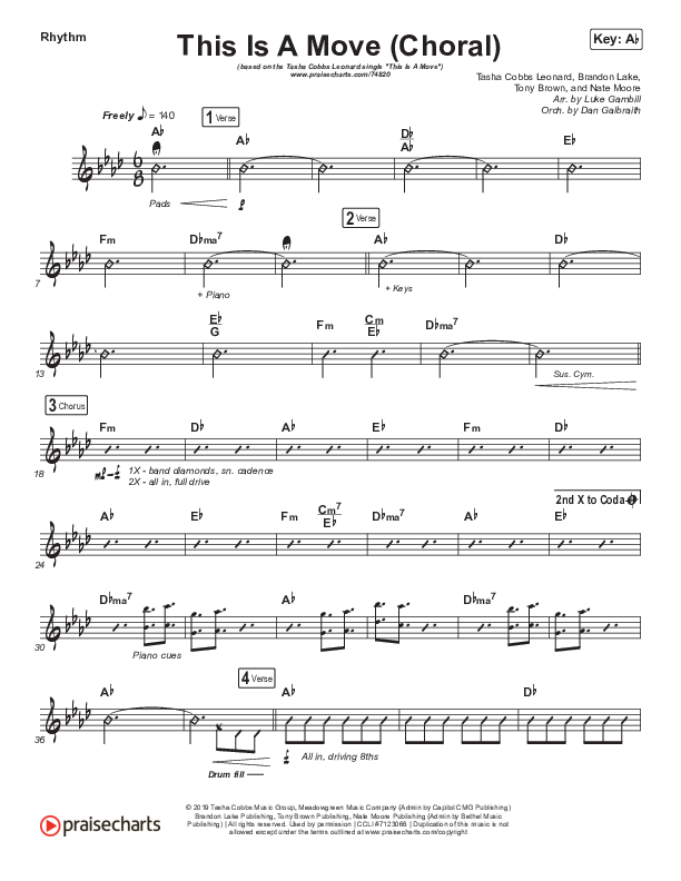 This Is A Move (Choral Anthem SATB) Rhythm Chart (Tasha Cobbs Leonard / Arr. Luke Gambill)